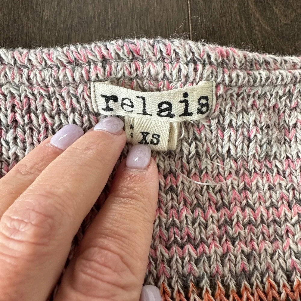 Relais Anthropolgie Colorful Knit Sweater Boho Artistic Rainbow Made in USA XS - Picture 2 of 9